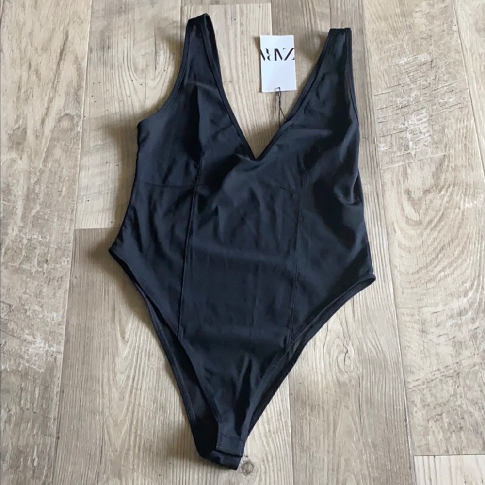 Zara Mesh Deep V Bodysuit